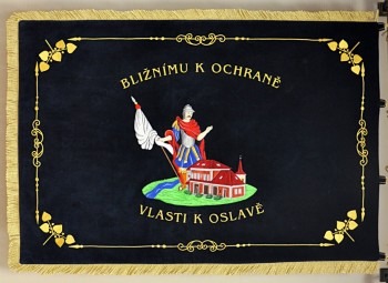 Slávnostná vyšívaná zástava pre SDH Vír, zadná strana (reverz).