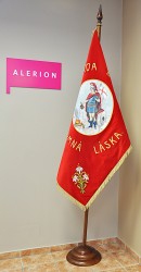 Vyšívaná hasičská zástava - dobrovoľný obecný hasičský zbor Lozorno.