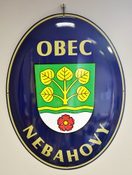 Smaltovaný ovál so znakom a názvom obce