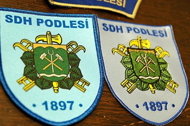 Ukážka vyšívanej a tlačenej nášivky, SDH Podlesí