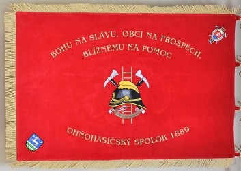 Vyšívaná hasičská zástava DHZ Malý Čepčín (revers).
