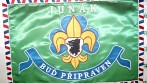 Vyšívaný prapor Junák – český skaut, středisko Doubravka Chotěboř, z. s